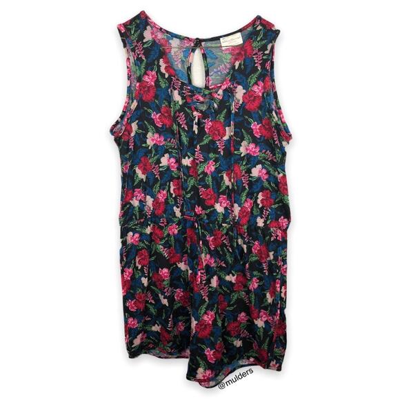 Bobbie Brooks Plus Size 2X Sleeveless Floral Print Romper Playsuit One Piece - Picture 1 of 15